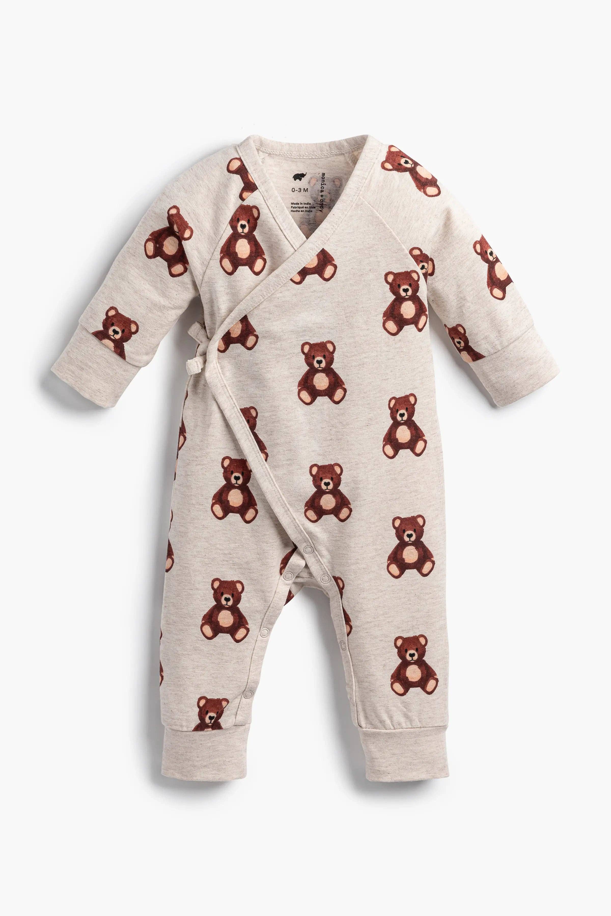 Baby Kimono Tie One-Piece Teddy Bears