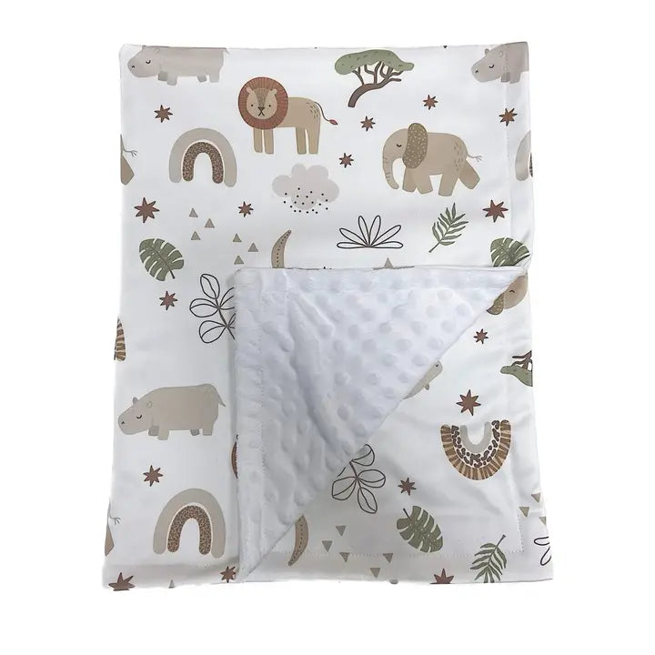 personalized Safari Minky Dot Blanket