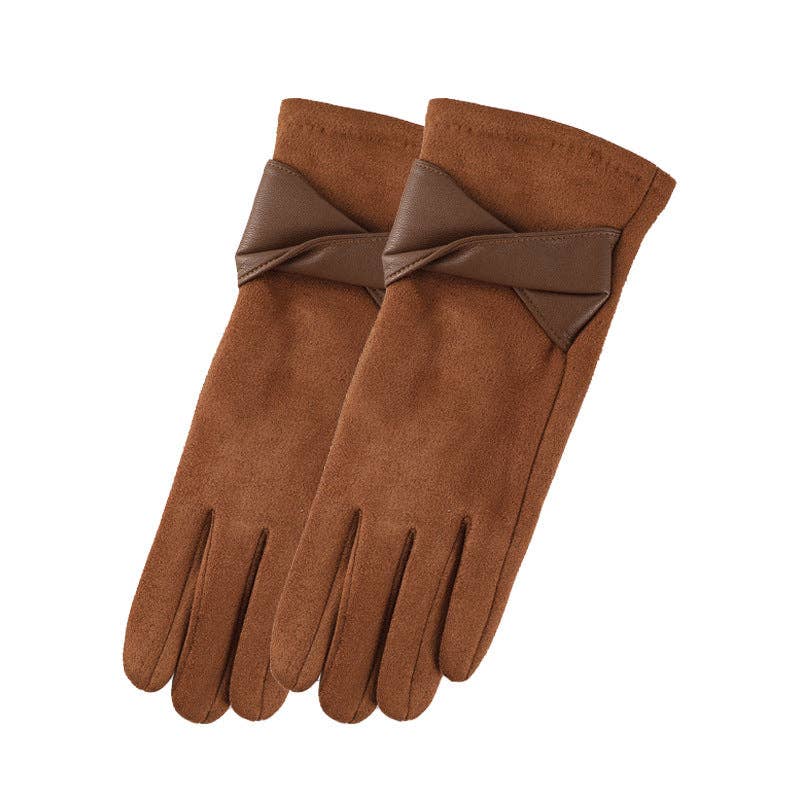 Elegant Suede Thermal Gloves - red brown