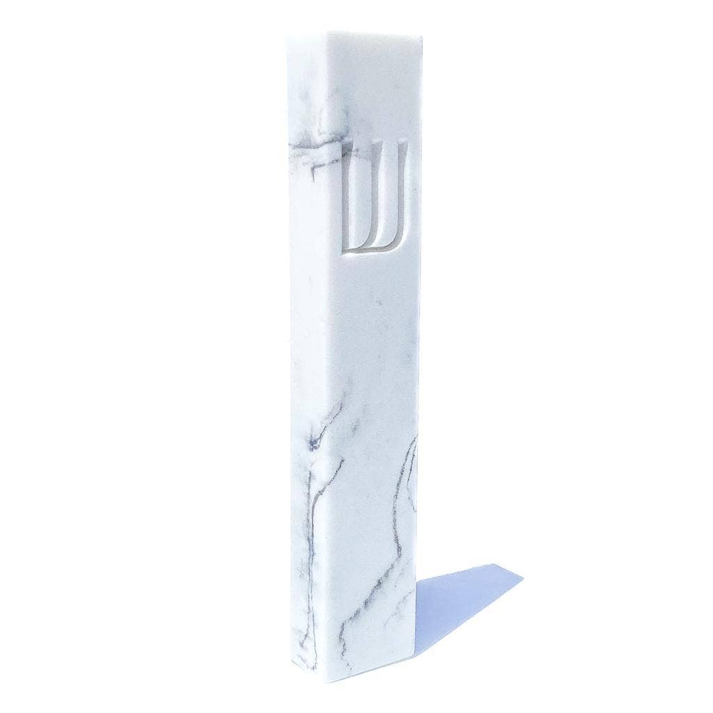 White Marble block Stone mezuzah