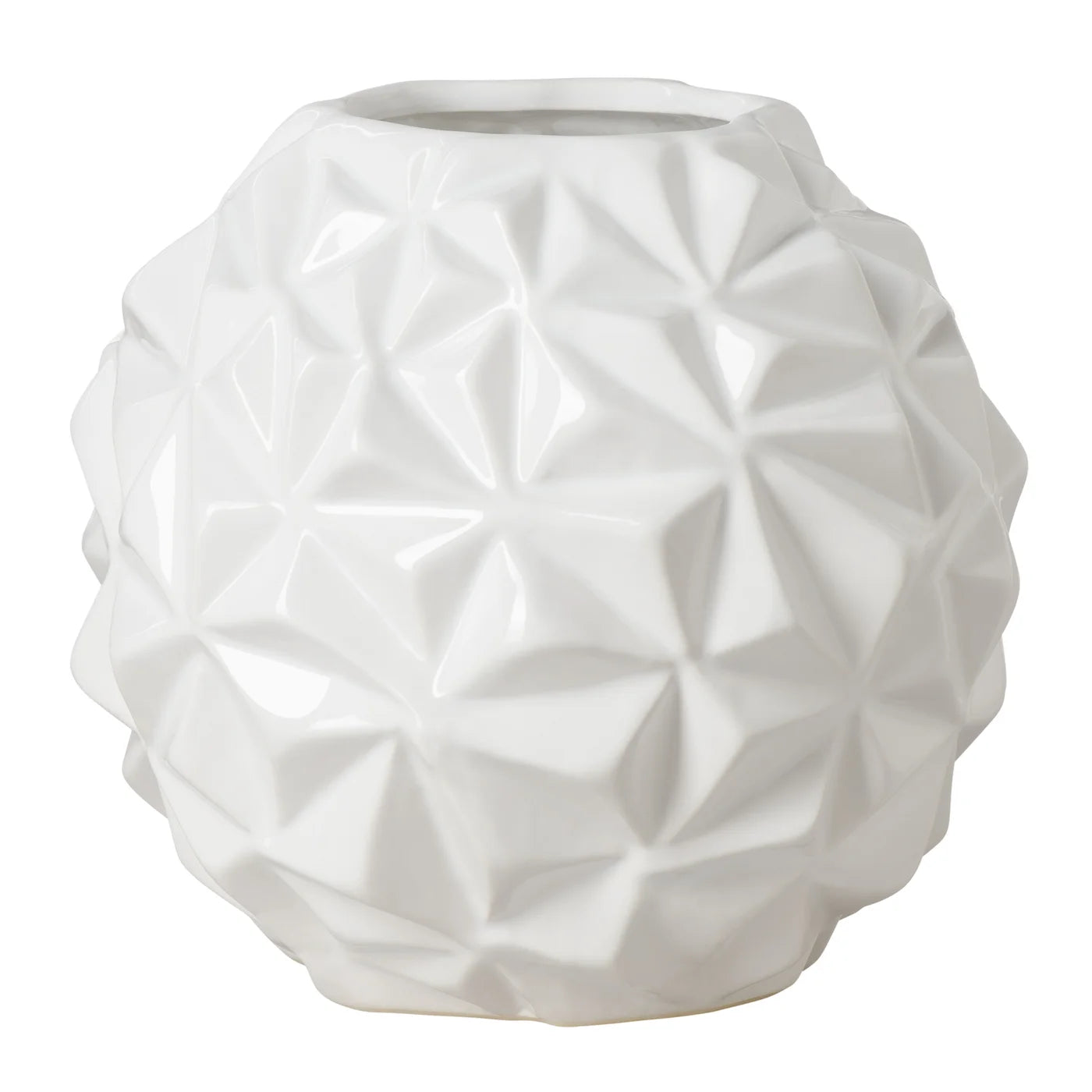 Crumple Ball 7.25" Diameter White Ceramic Vase