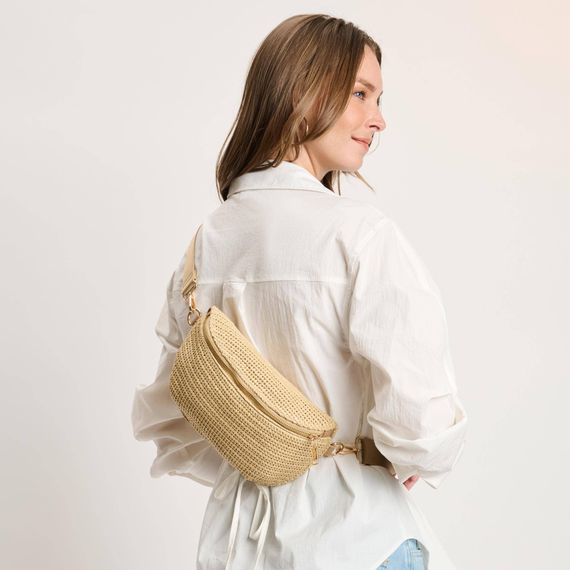 Grand sac banane tissé à carreaux
