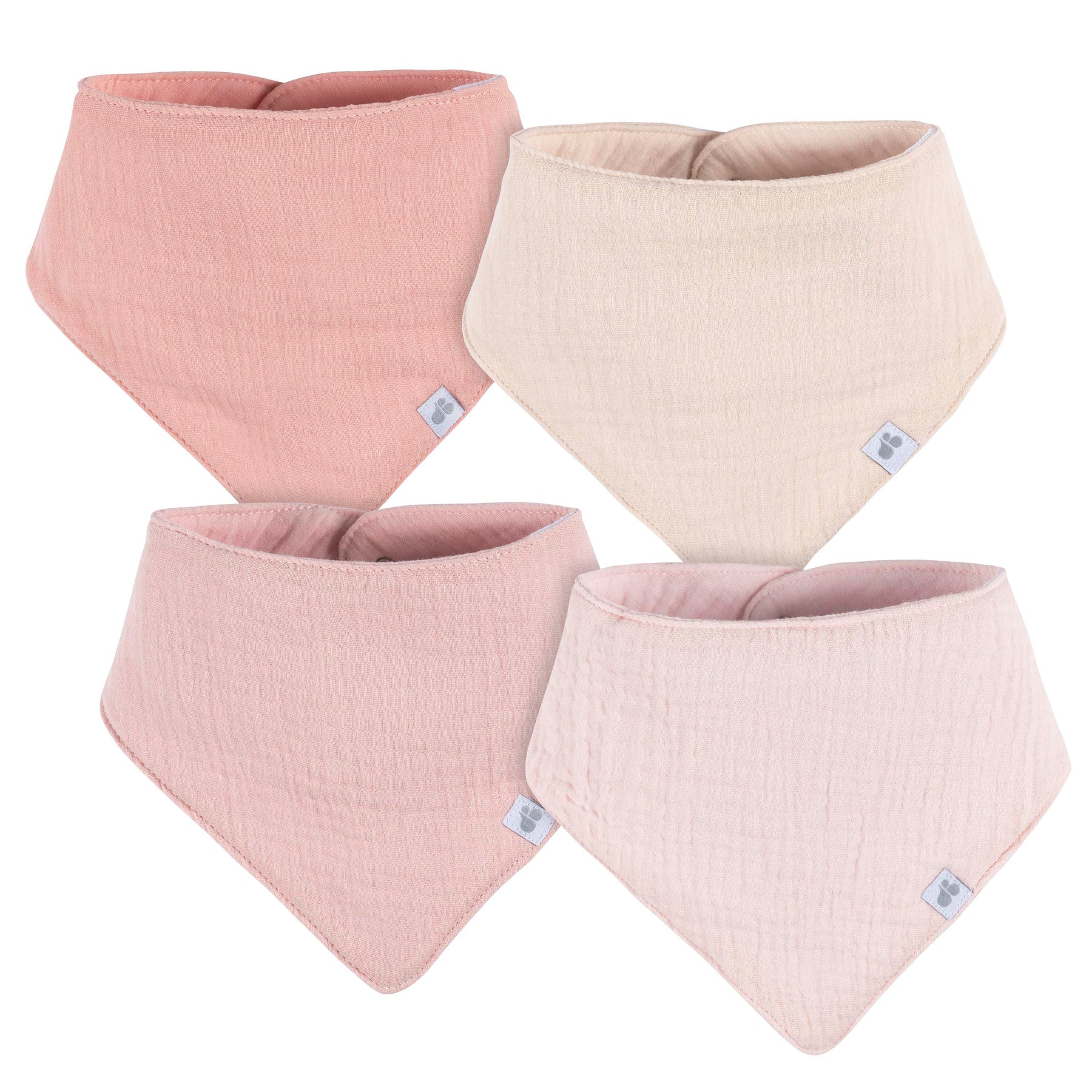 Lot de 4 bavoirs bandanas en mousseline - Rose 