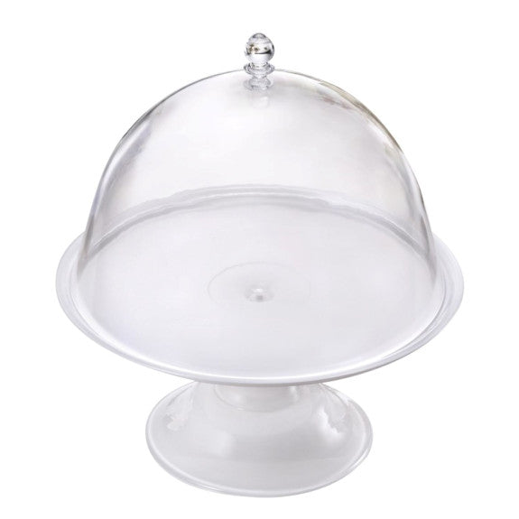Acrylic White Pedestal Cake Stand and Clear Dome