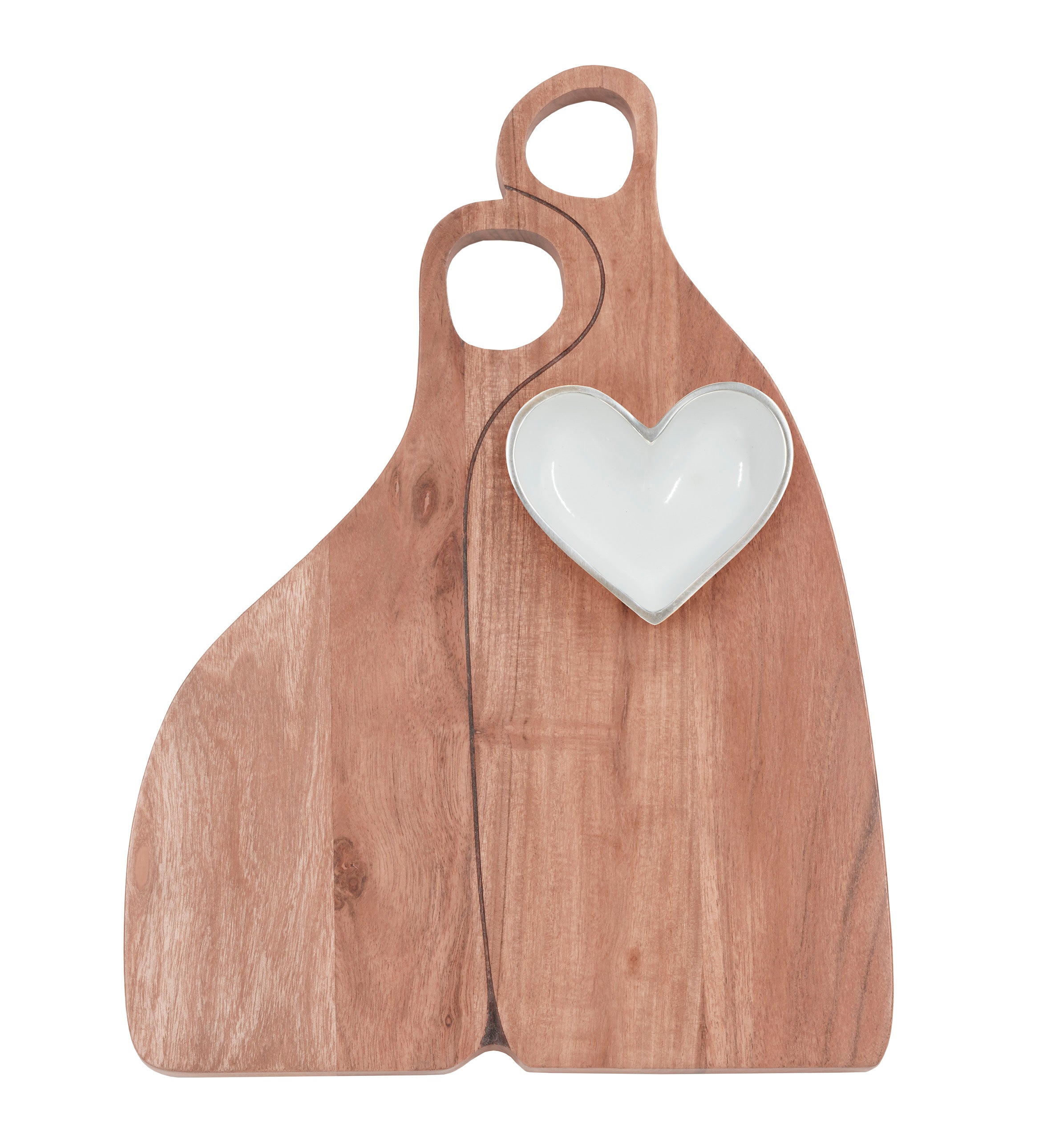 Planche de bois - La planche Peace, Love and Happy Hour avec un petit plat en forme de cœur blanc
