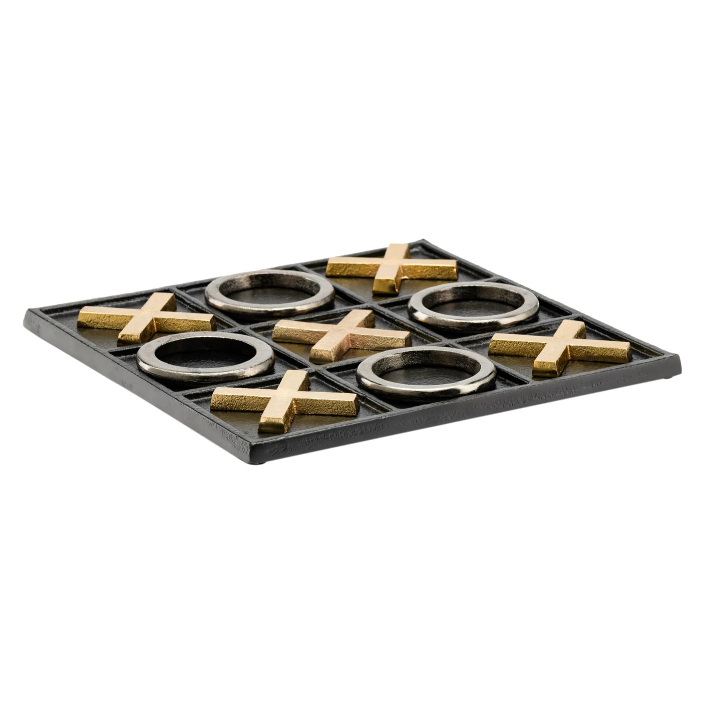 Tic Tac Toe Aluminum Decor Game- Black & Gold