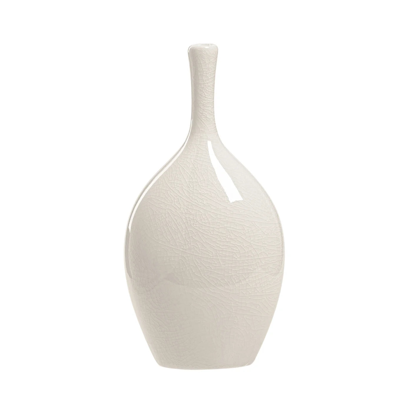 White Crackle Ceramic Vase -8.75h" -Tall