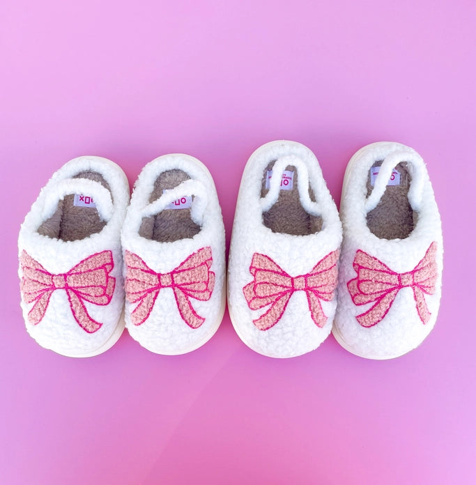 Chaussons pour enfants avec nœud rose