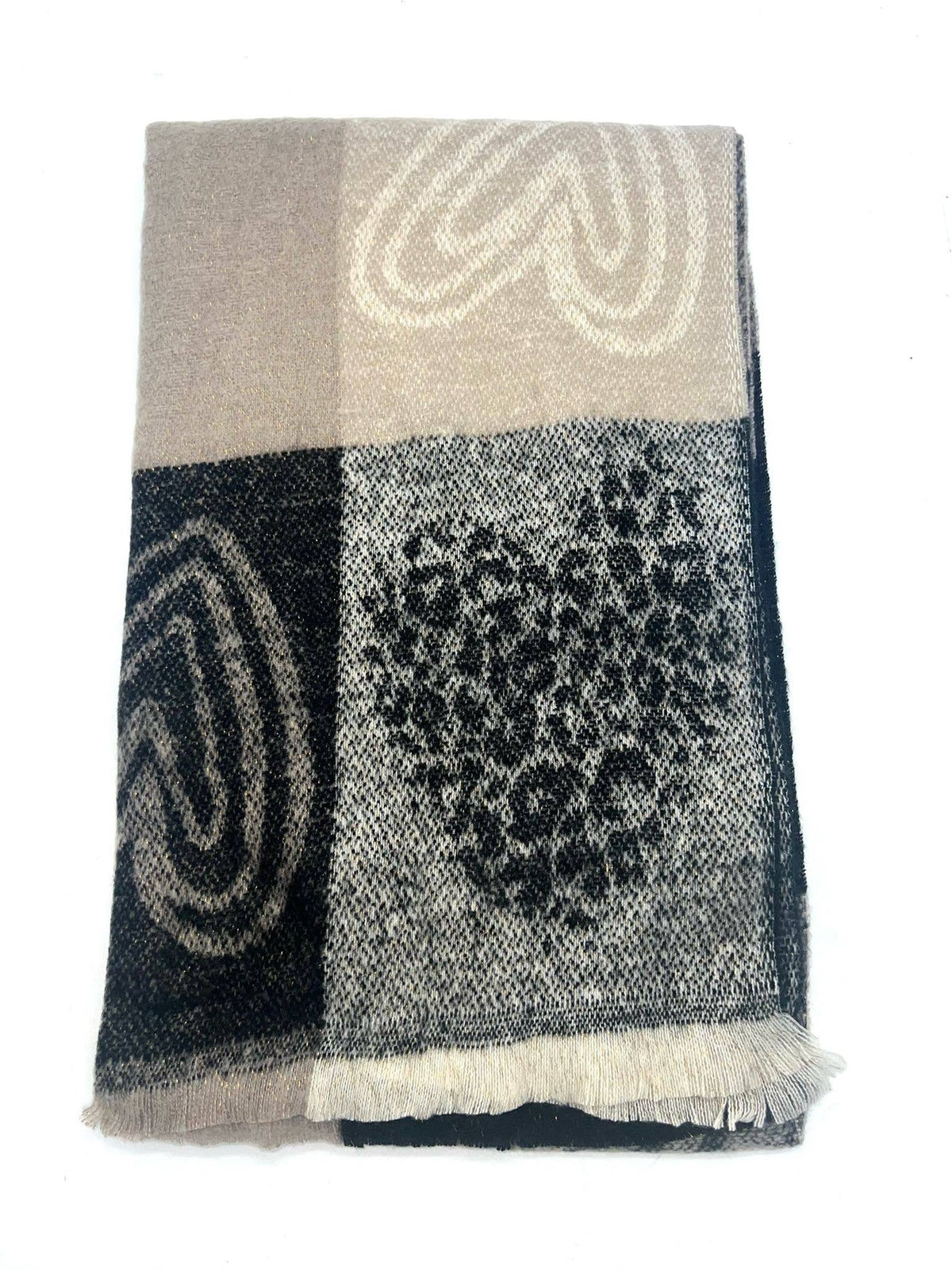 Scarf with leopard heart print - brown