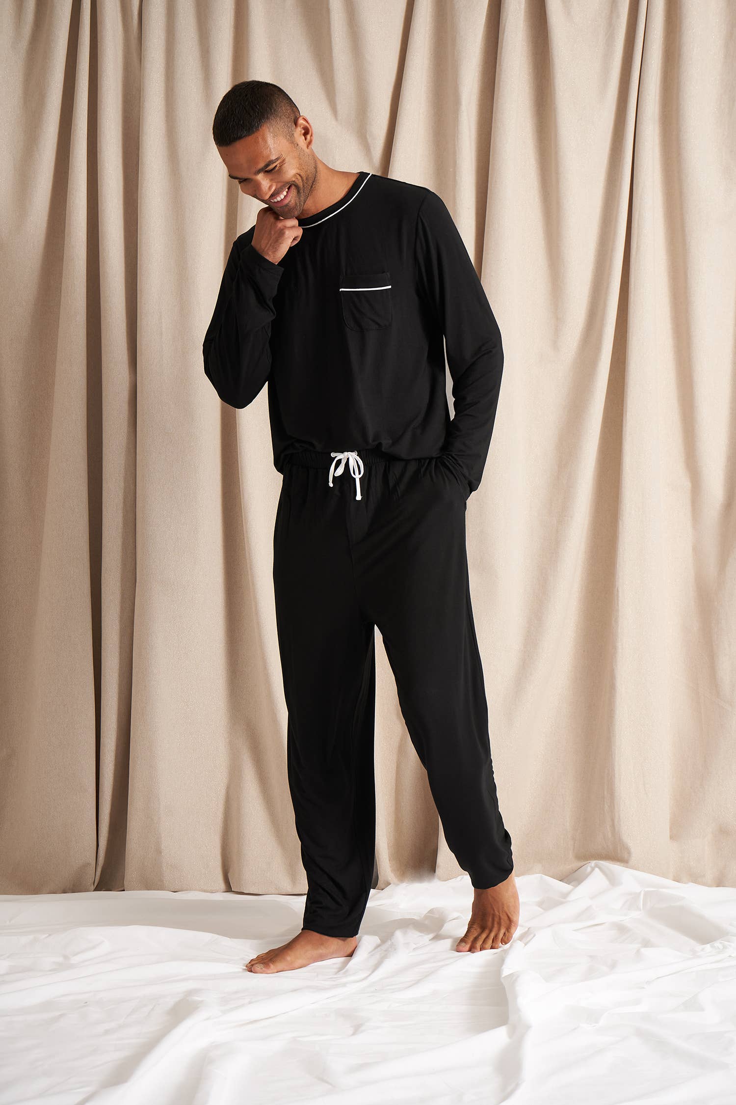 Mister You Bamboo Pajama Set in Black