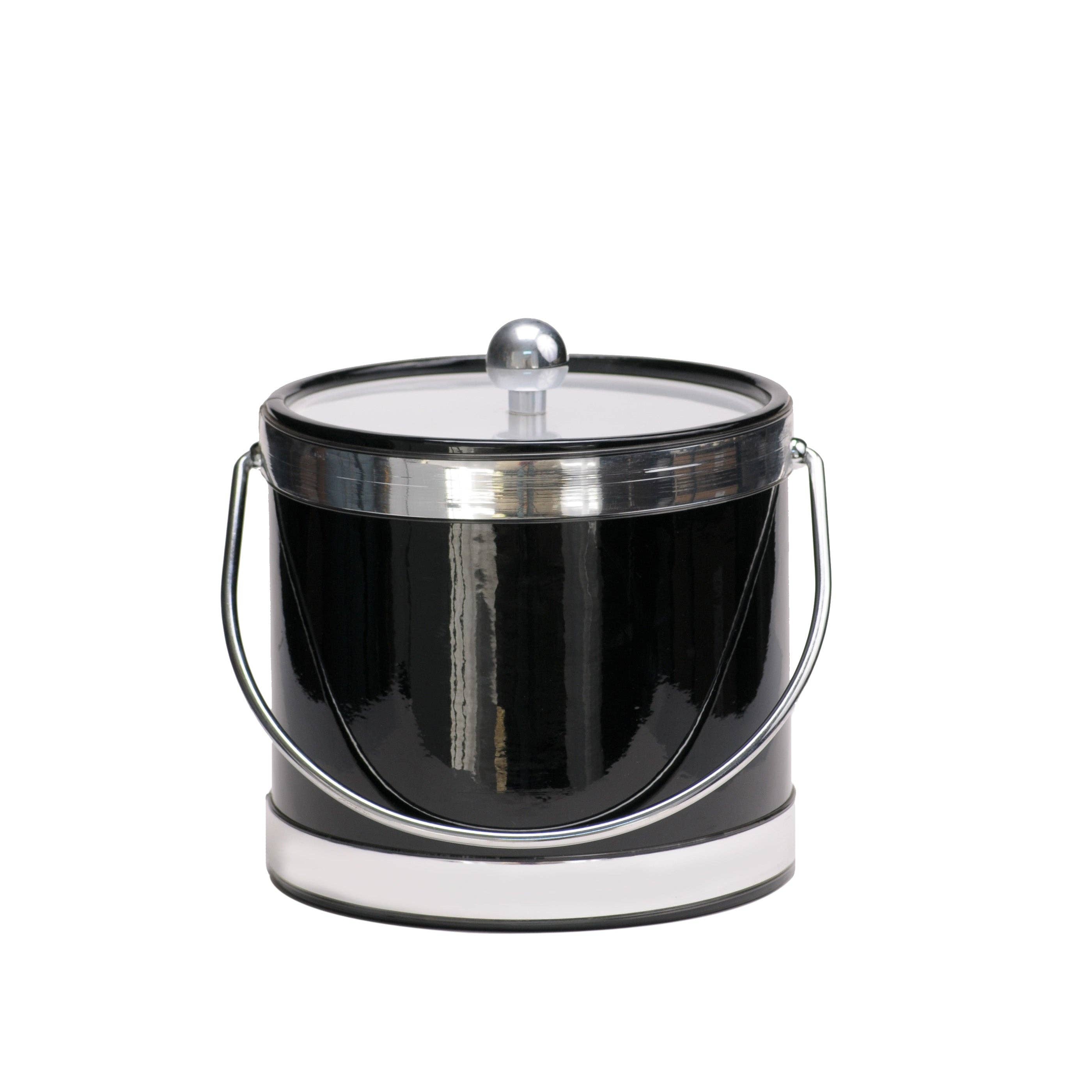 Black with Dual Silver Bands 3 qt. Ice bucket