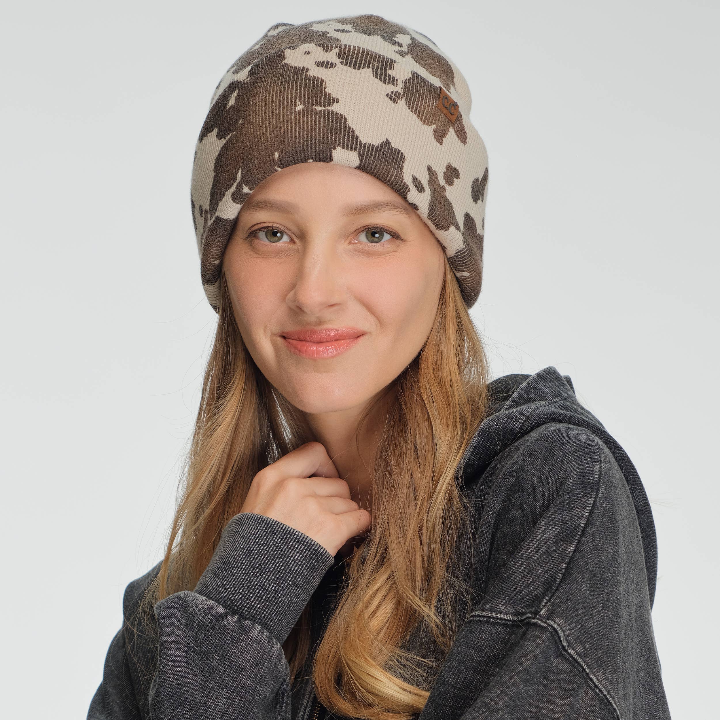 Cow Pattern Beanie Winter Hat