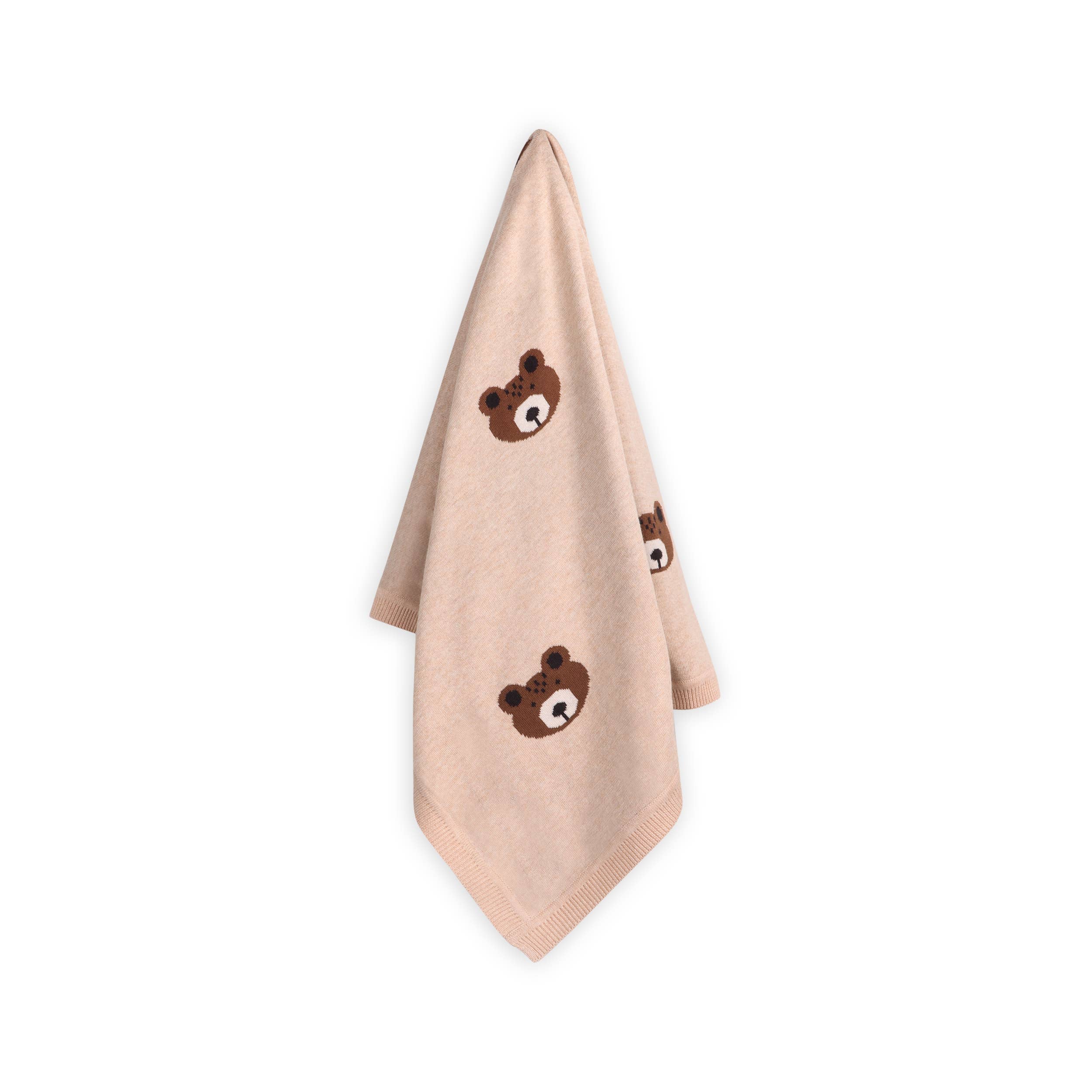 Personalized brown bear - Organic Cotton Baby Blanket