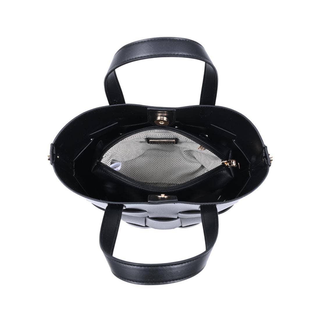 Woven-panel Tote - black