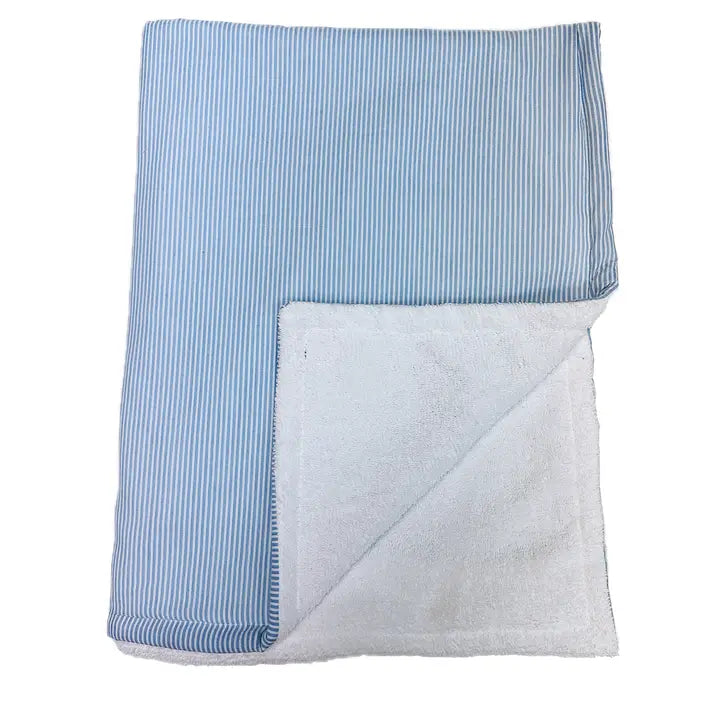 personalized Light Blue Seersucker toddler bath Towel