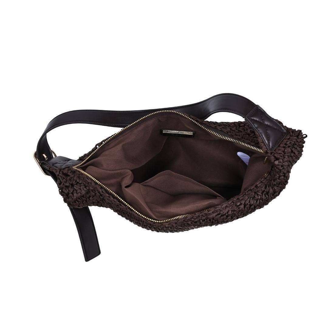 Sac hobo croissant en raphia - chocolat