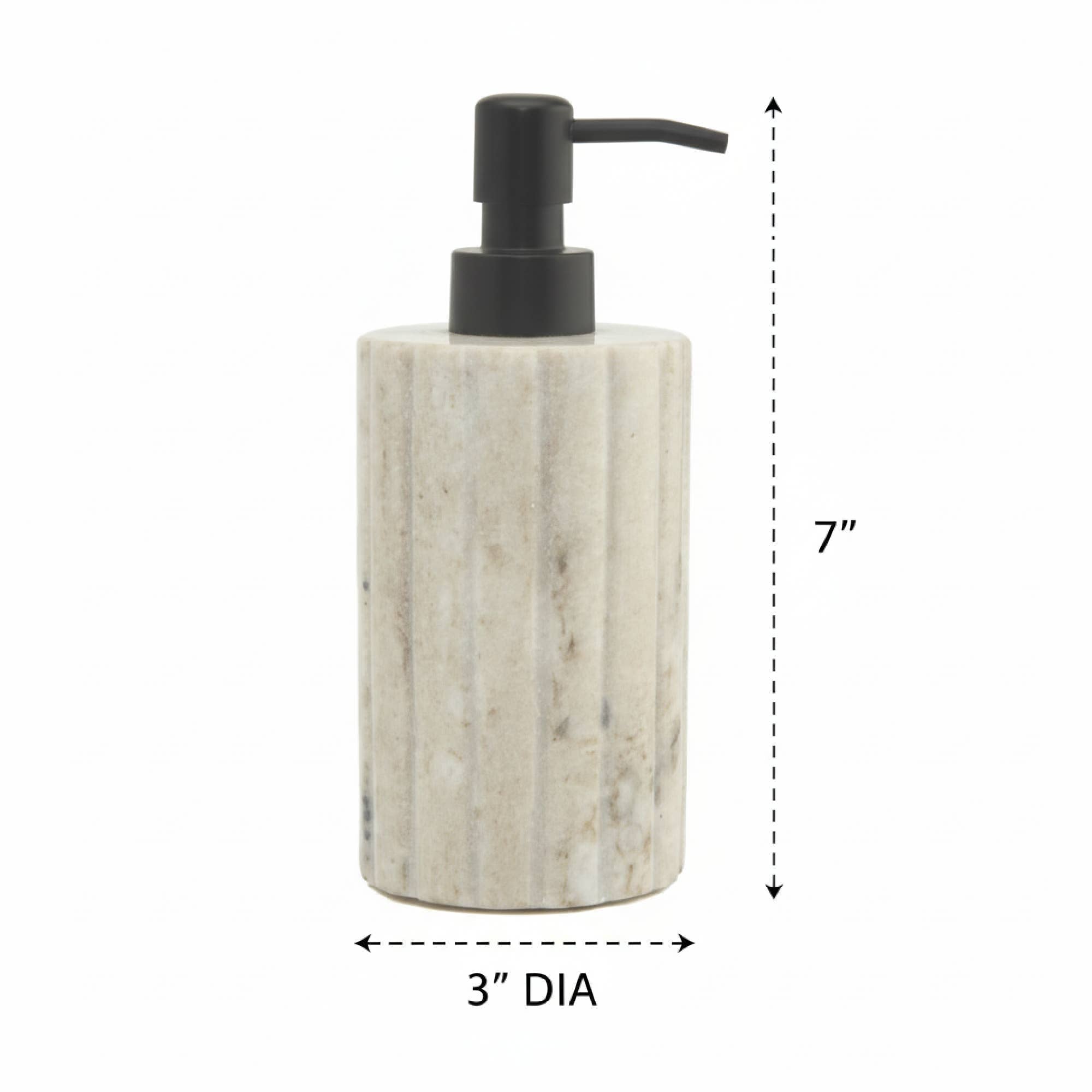 Beige ribbed Marble Dispenser w/ Black Pump