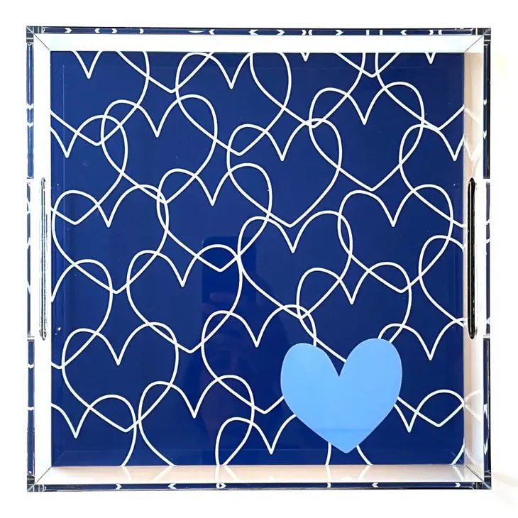 Acrylic Tray - Blue Hearts