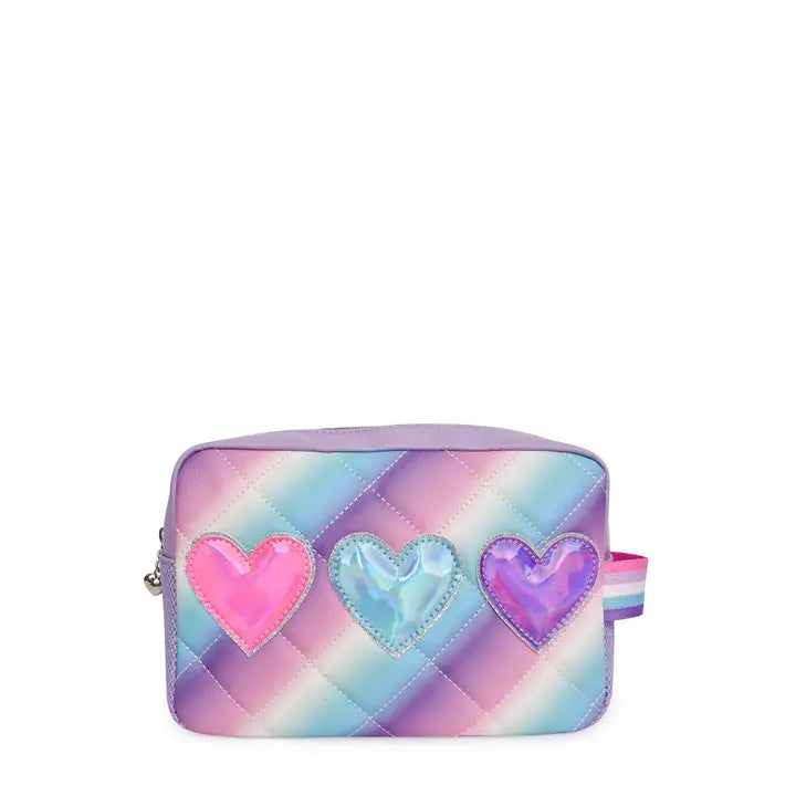 Metallic Hearts Quilted Ombre Pouch Items