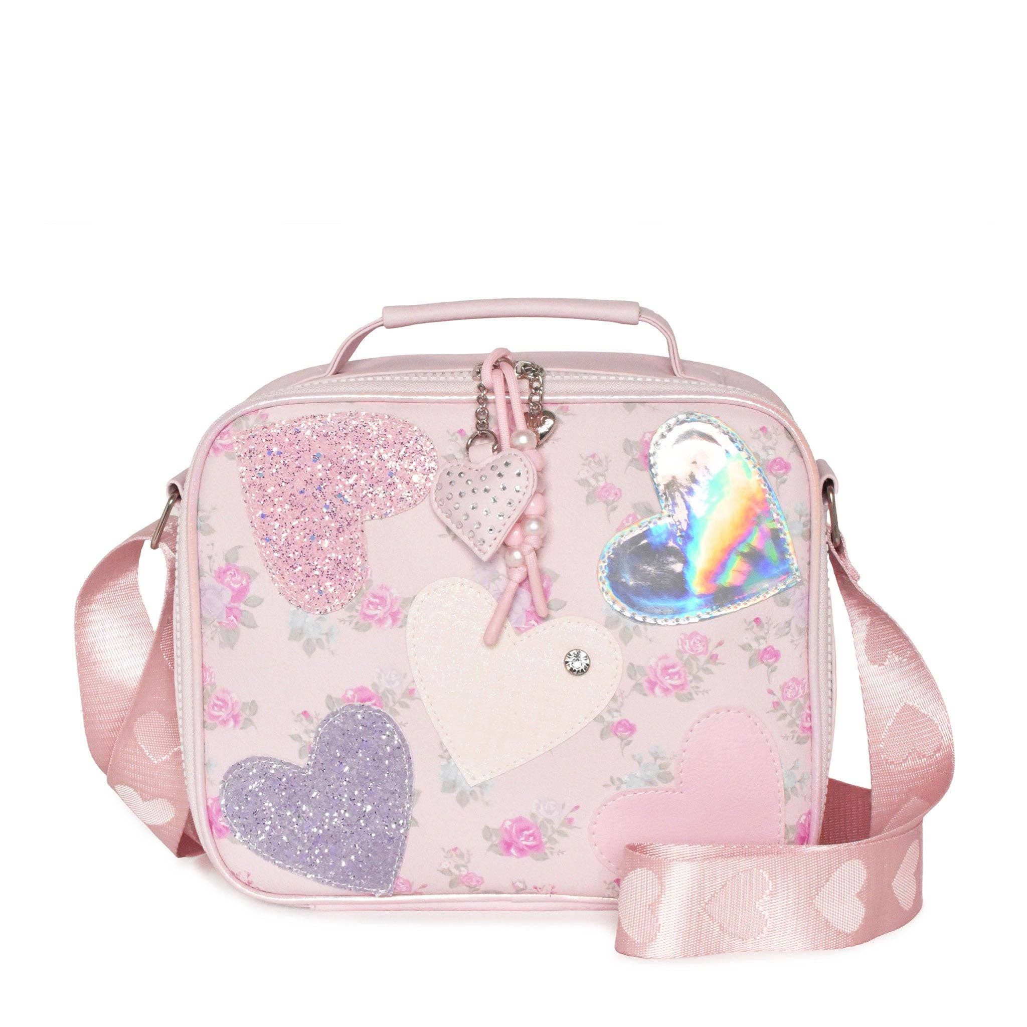 Heart Glitters Floral Lunch Bag with Charm