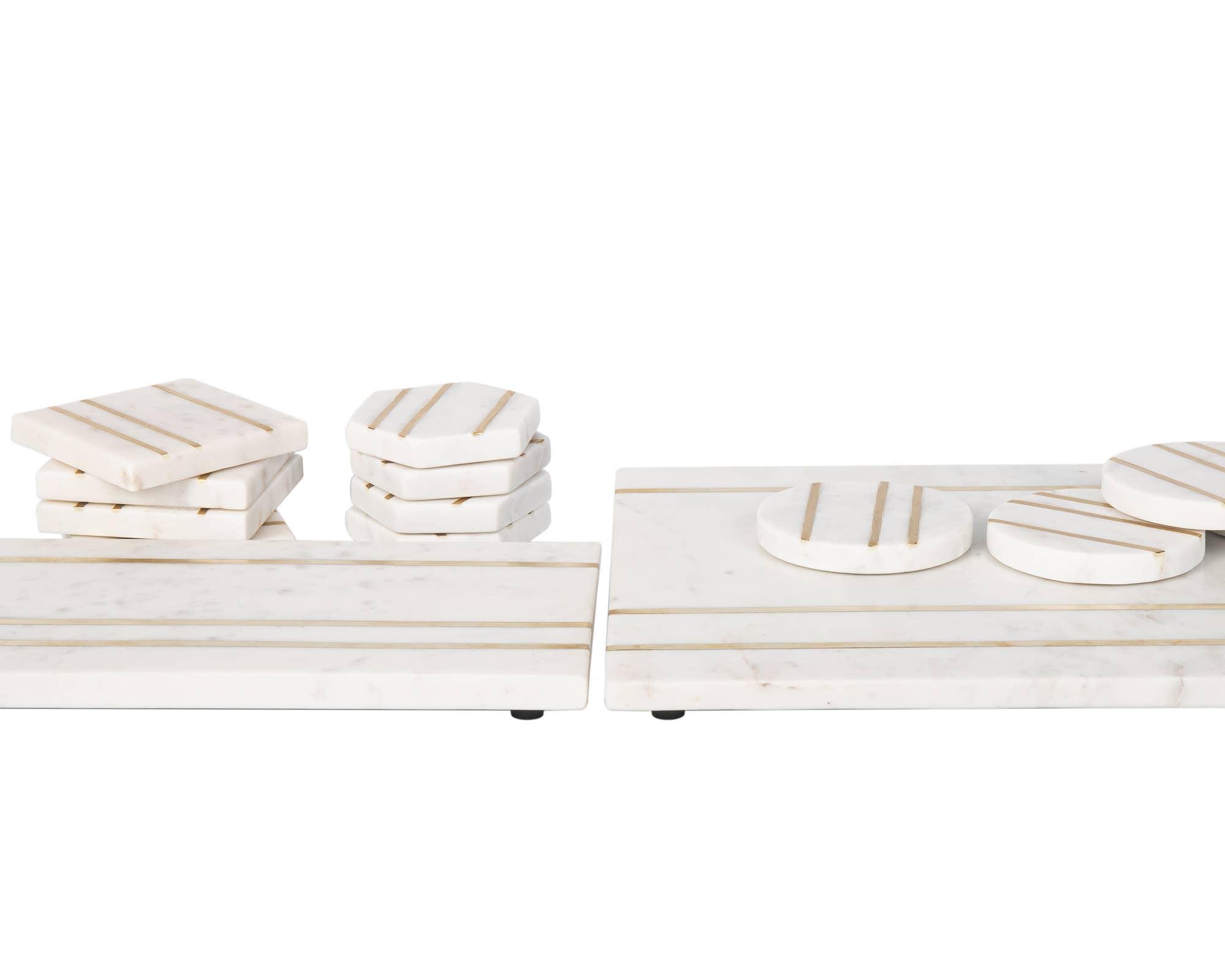 Sous-verres ronds en marbre avec incrustation, lot de 4