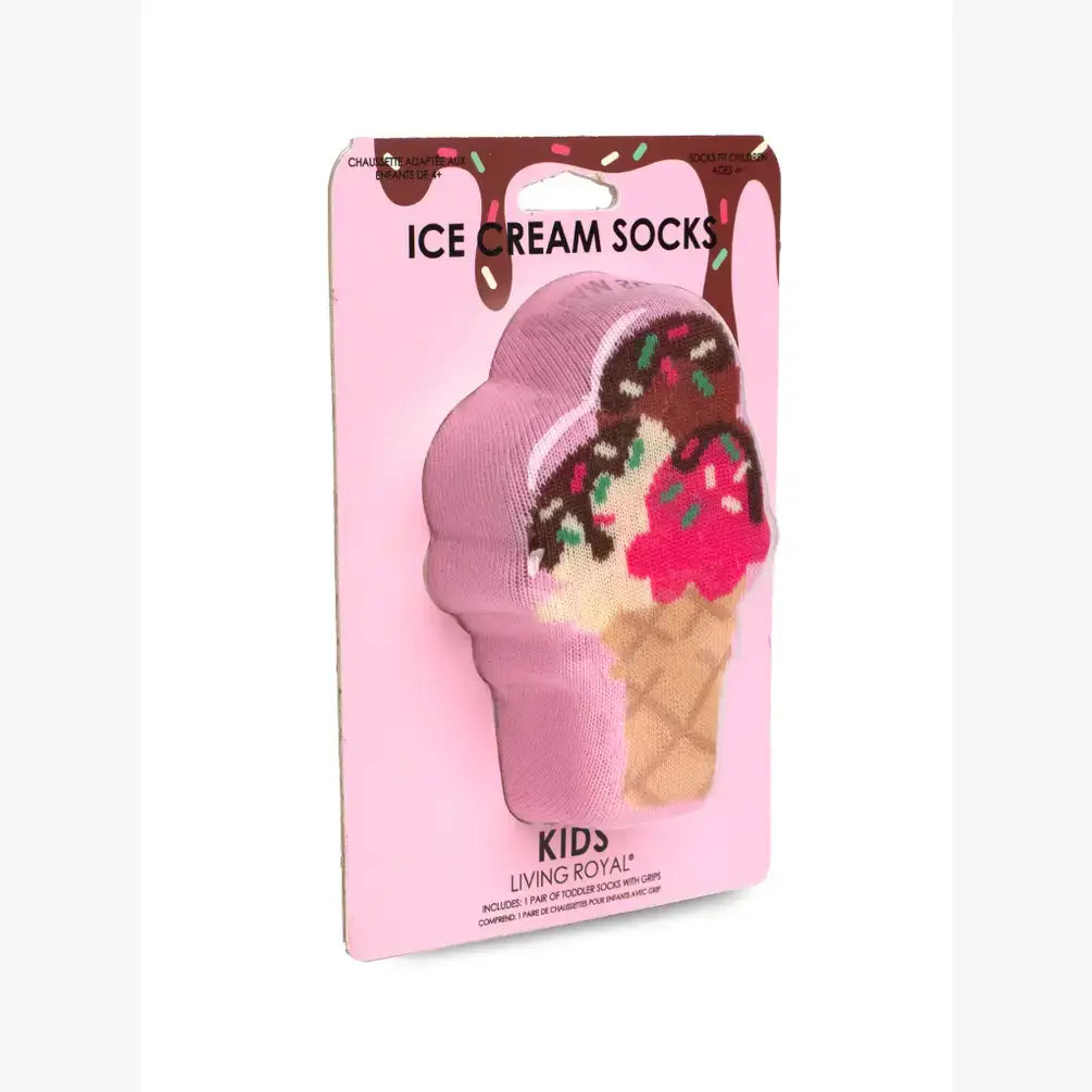 3D Packaged Socks - Kids - Ice Cream -Pink