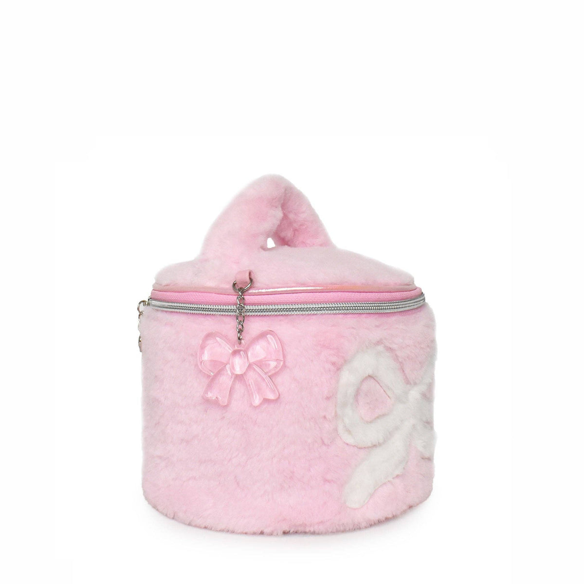 Bow Plush Round Glam Bag with Charm