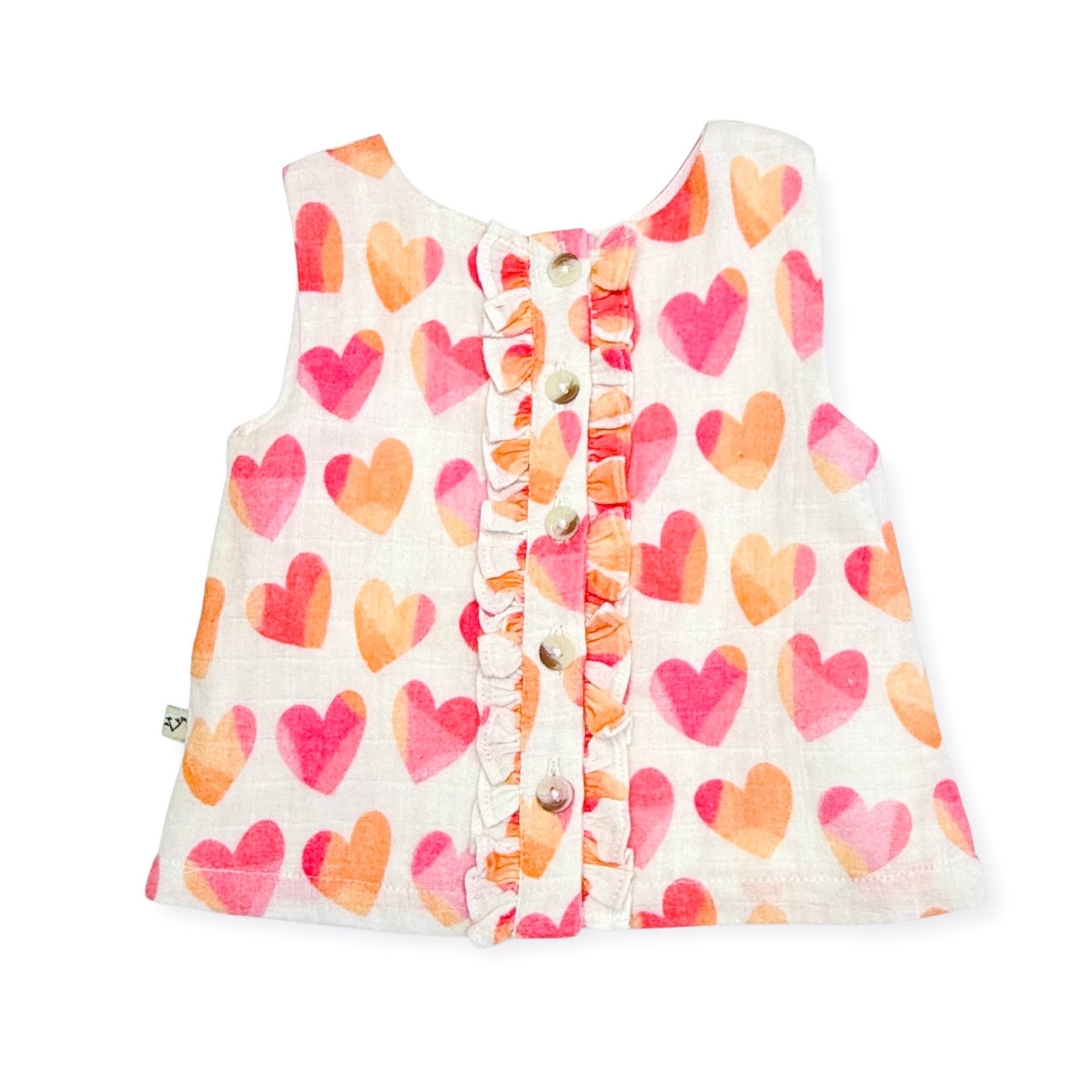 Hearts Button Front Baby Top + Ruffled Bloomer (organic)