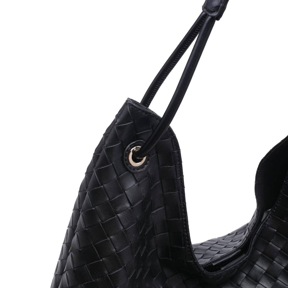 Woven U-shaped Hobo - black
