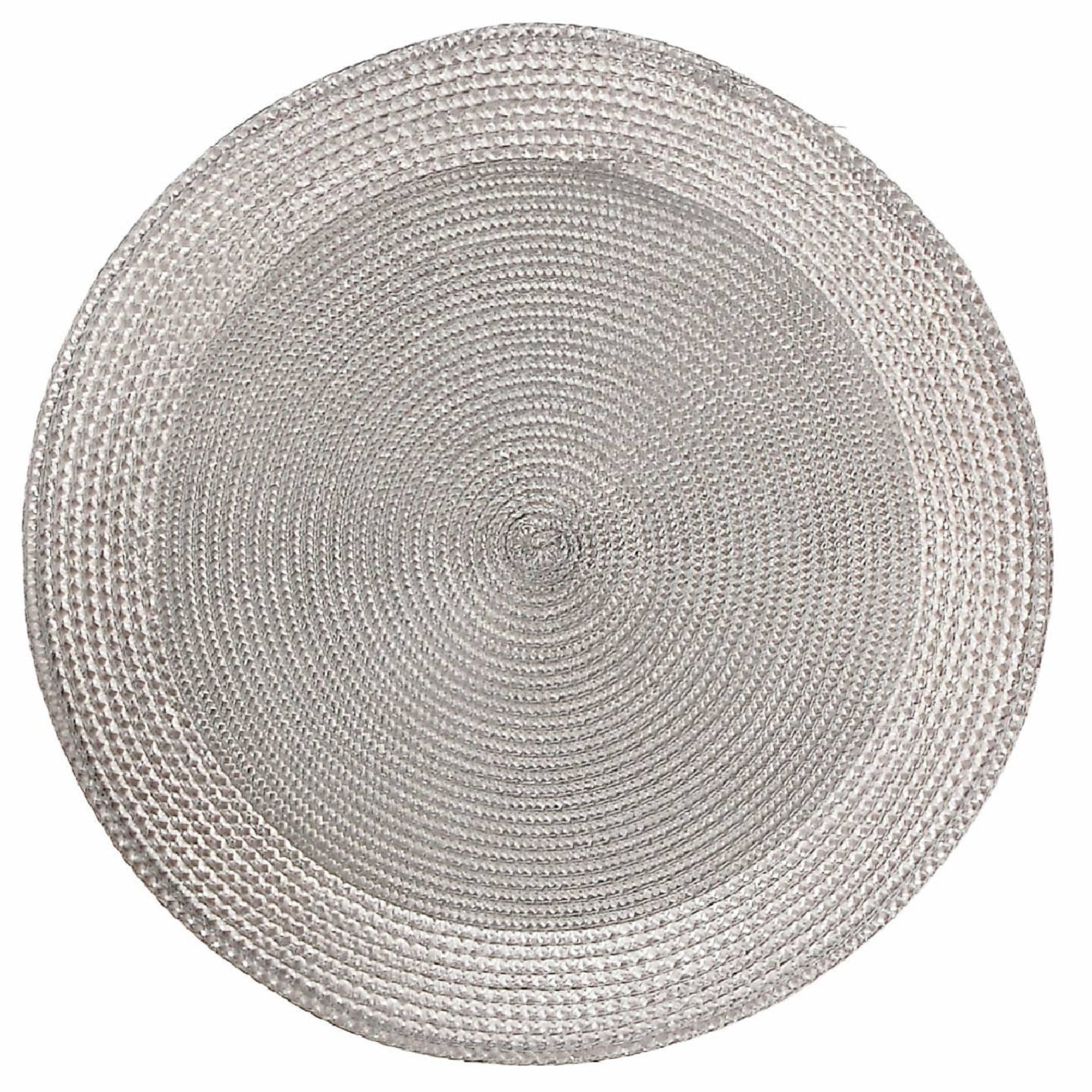 Vinyl Round Placemat With Border - Silver