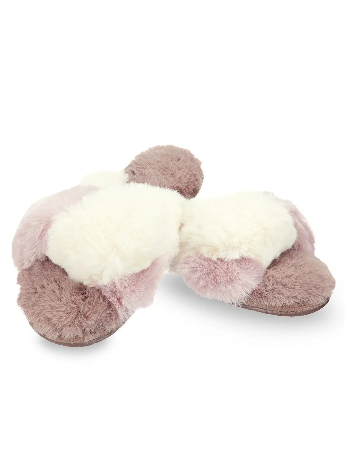 taupe plush slippers