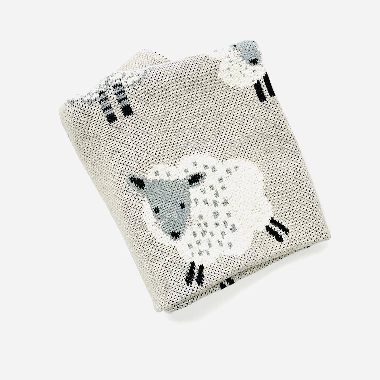 Personalized Organic Cotton Knit Baby Blanket - sheep