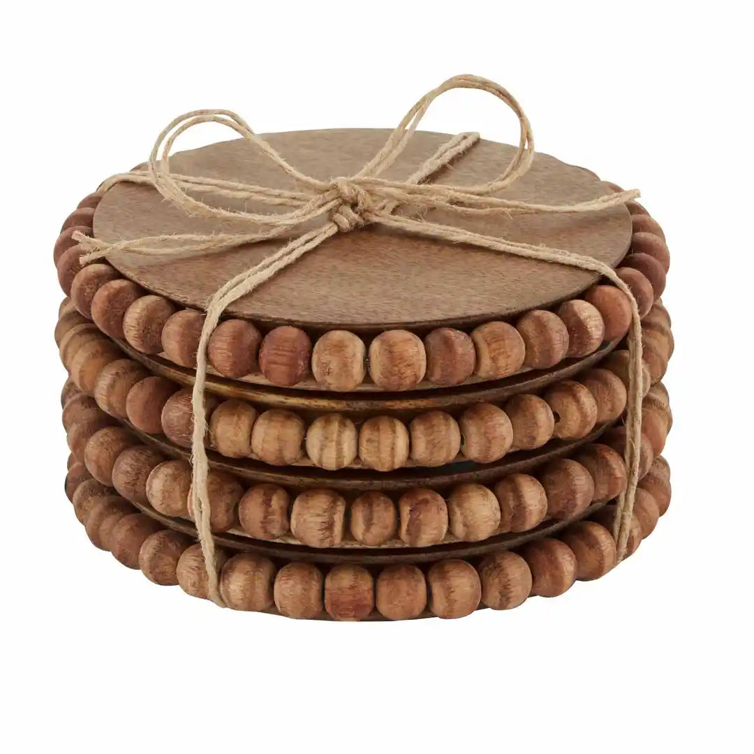 Mudpie Coaster Set - Beaded Wood