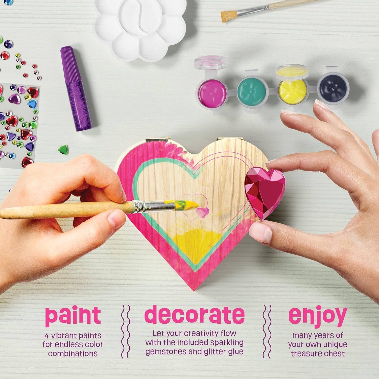 Paint Your Own Wooden Heart Treasure Box