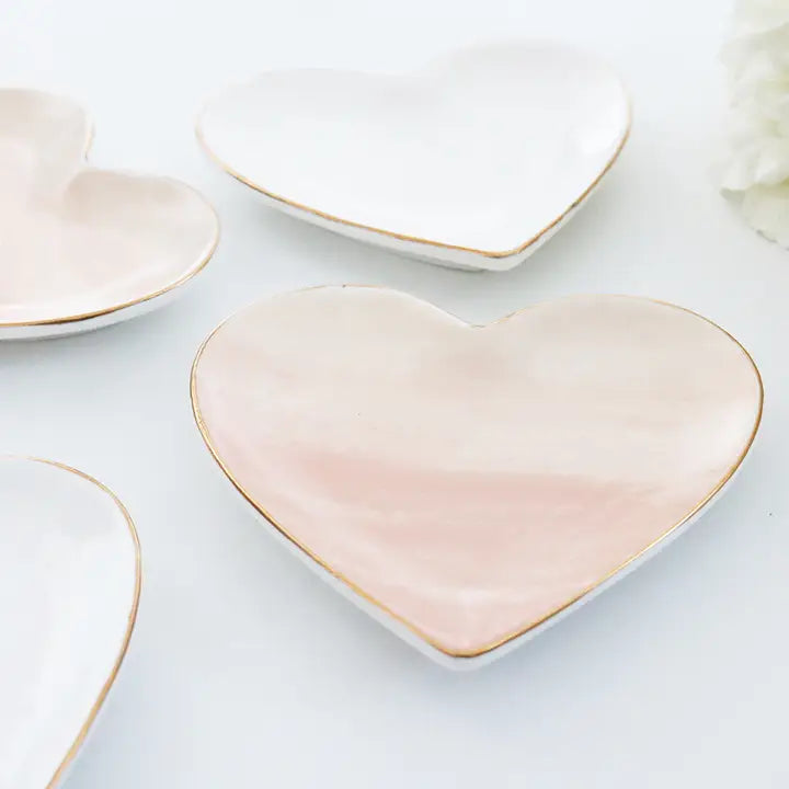 Heart Shaped Trinket Tray - Watercolor Blush