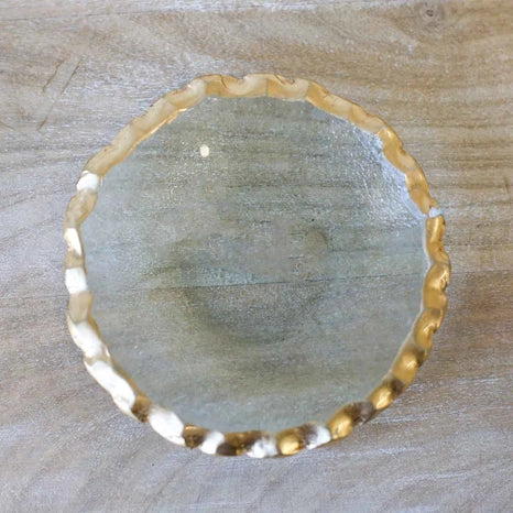 Glass Ring Dish w/gold trim