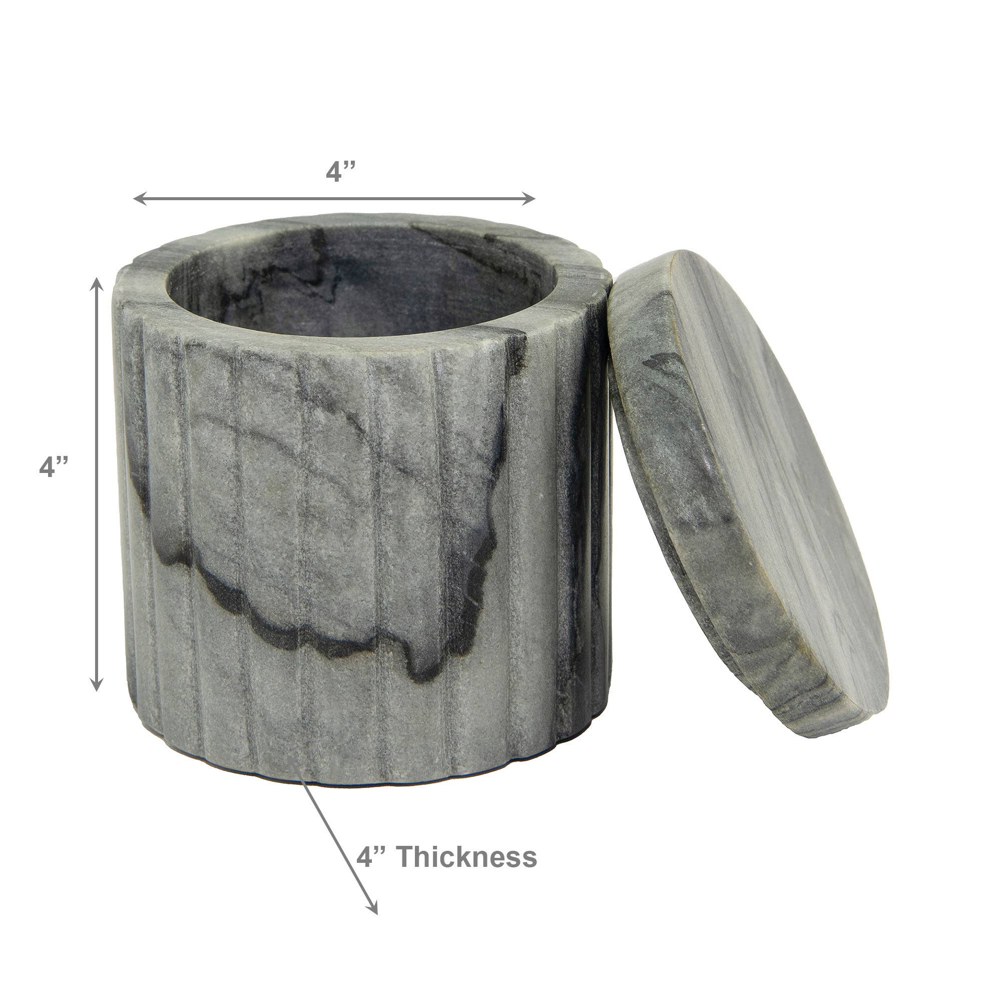 Grey ribbed Marble Canister