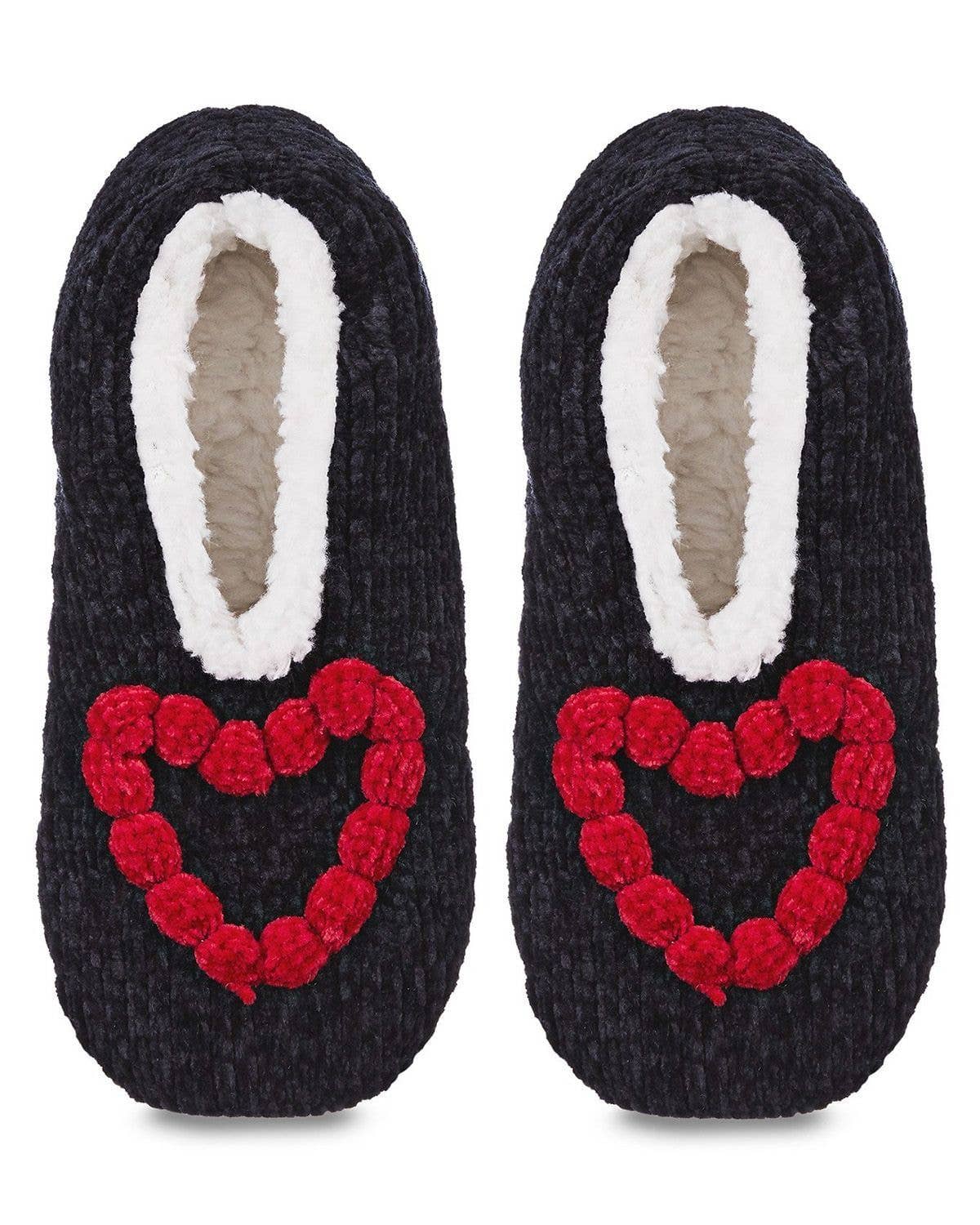 Cozy Heart Chenille Sherpa-Lined Slippers