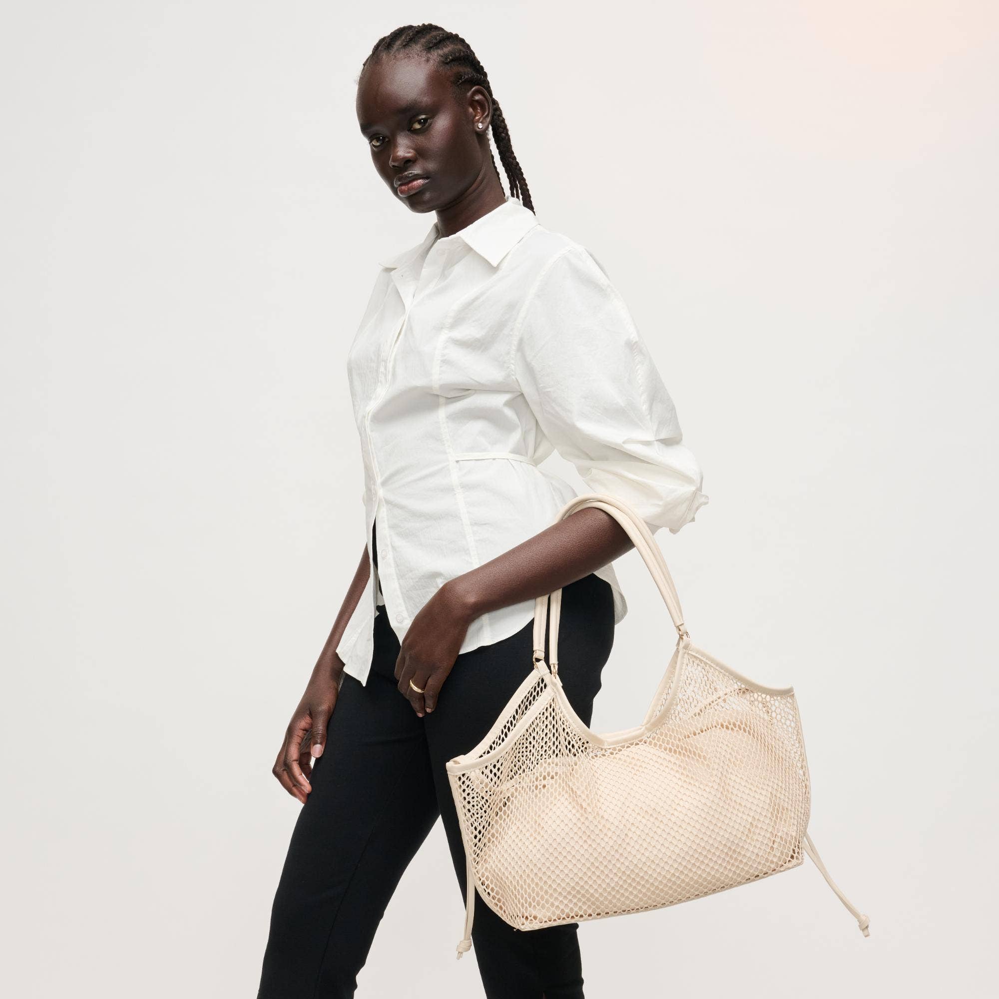Sac cabas en filet - ivoire