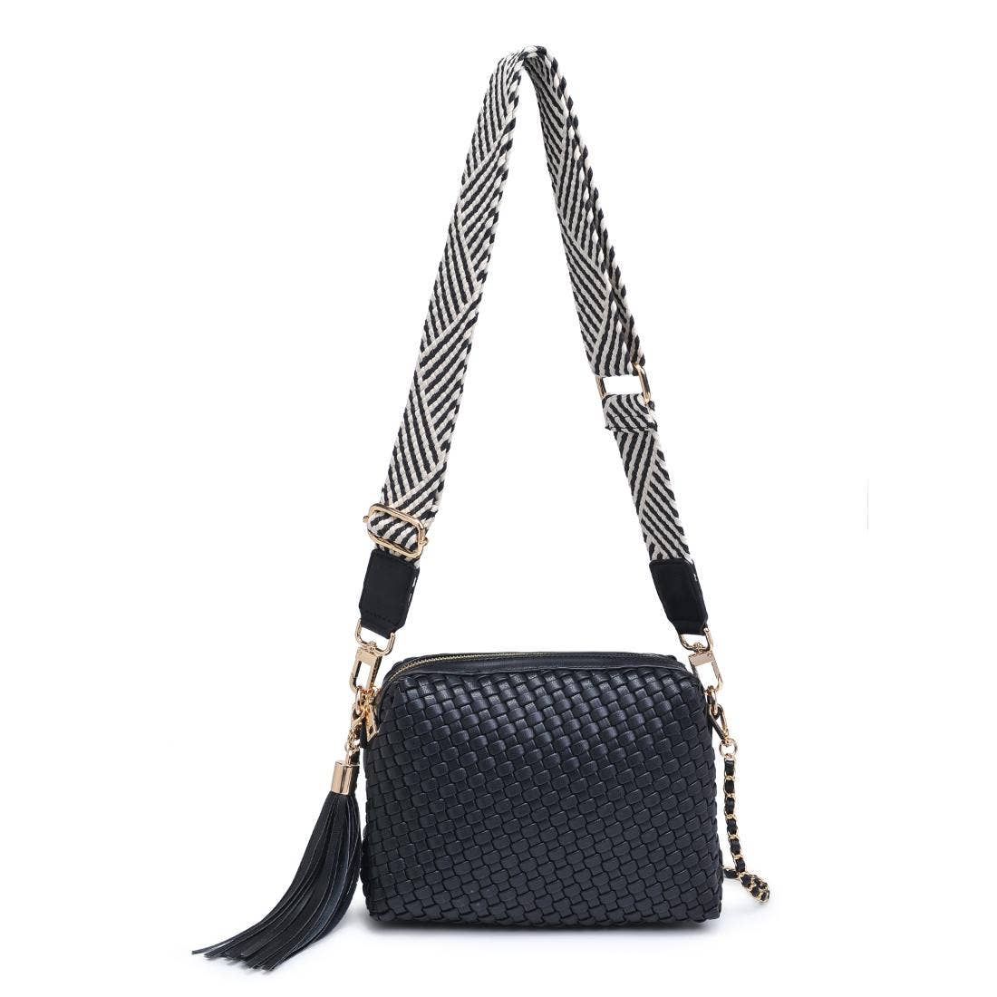 Woven Crossbody - black