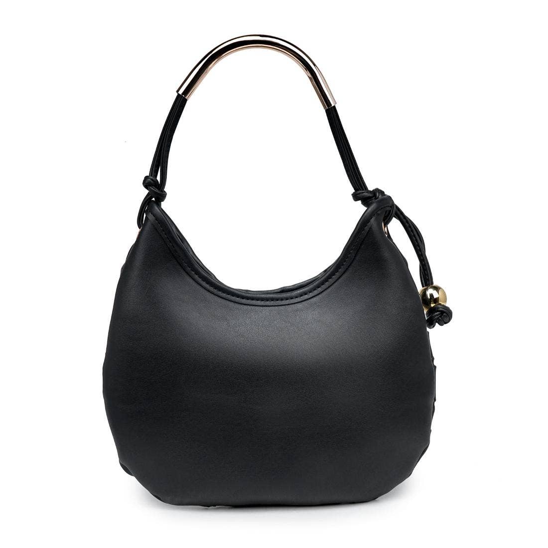 Knotted handle woven shoulder bag - black