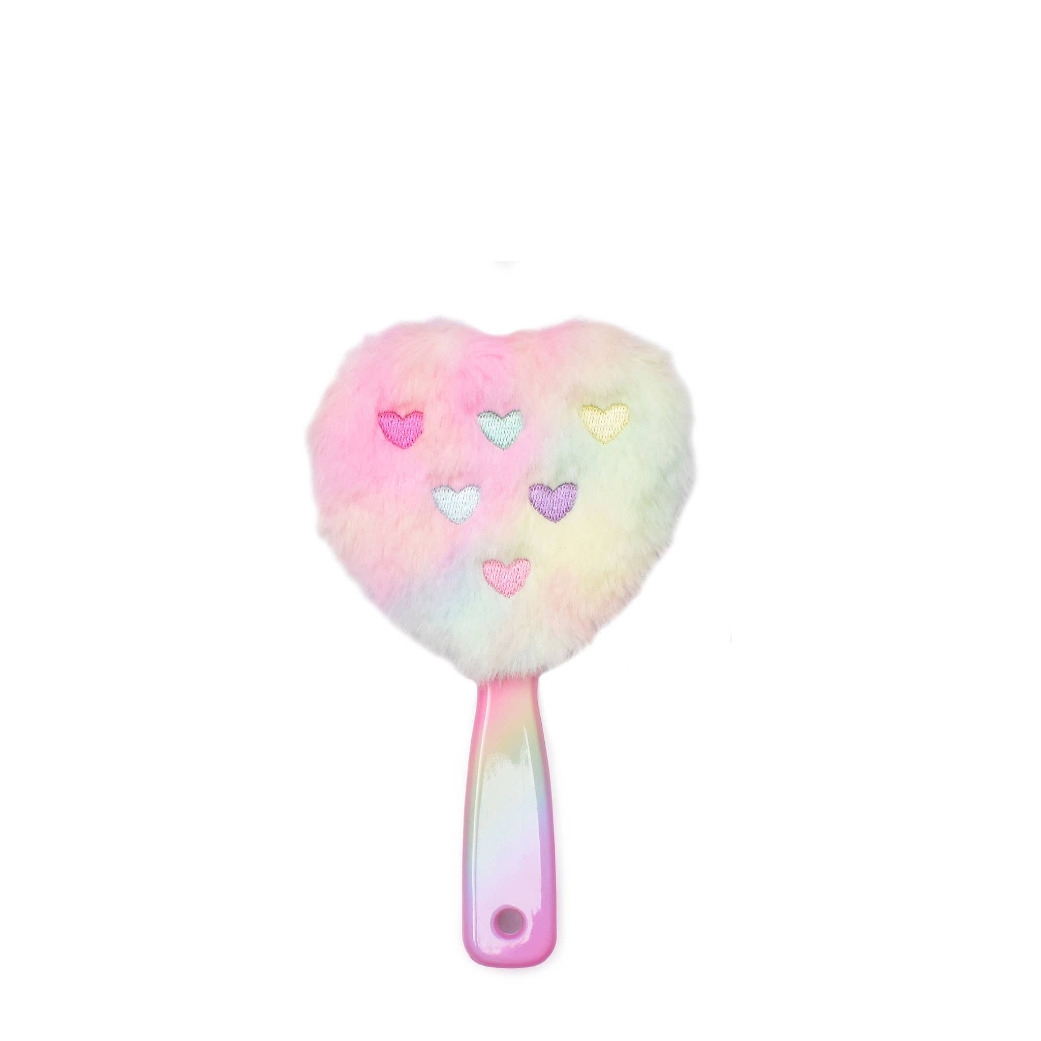 Heart Embroidered  Plush Heart-Shaped Hairbrush