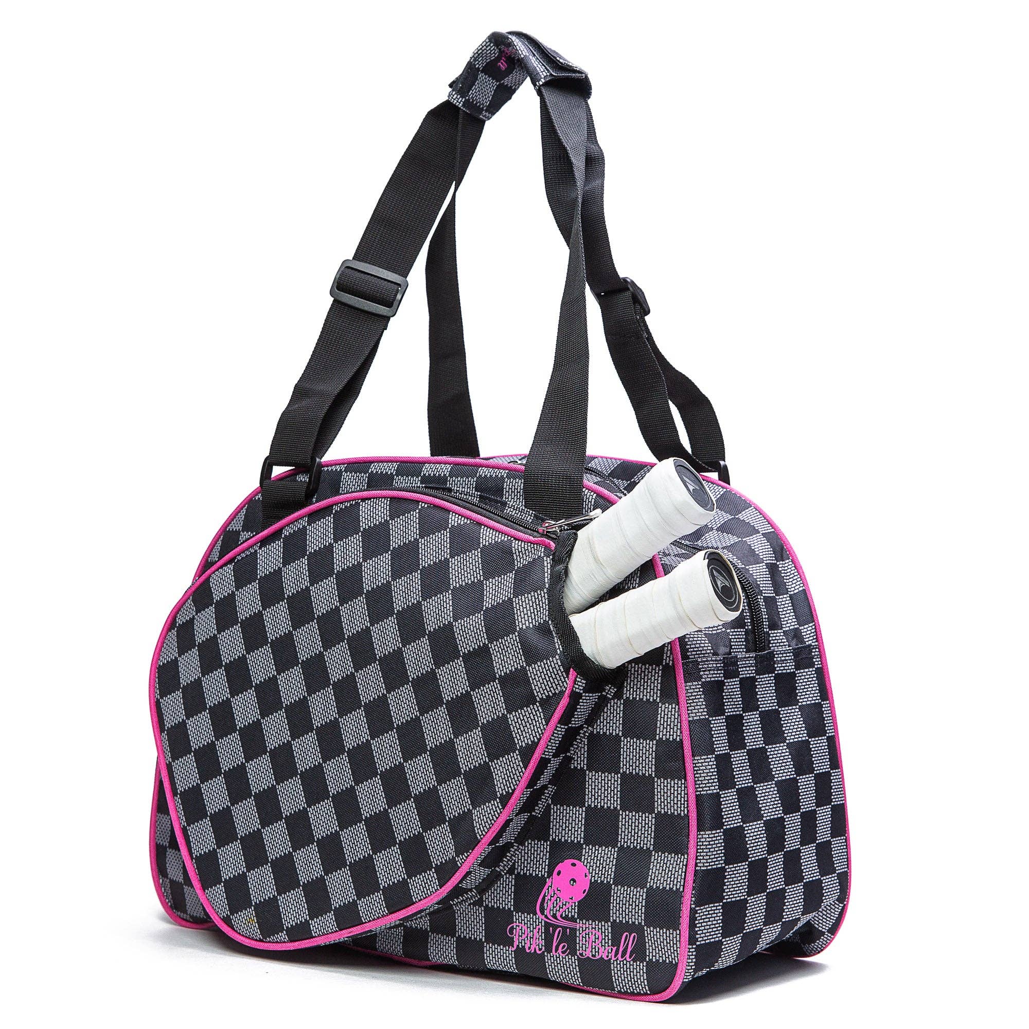 Women Pickleball Tote: Checkered Chic Black