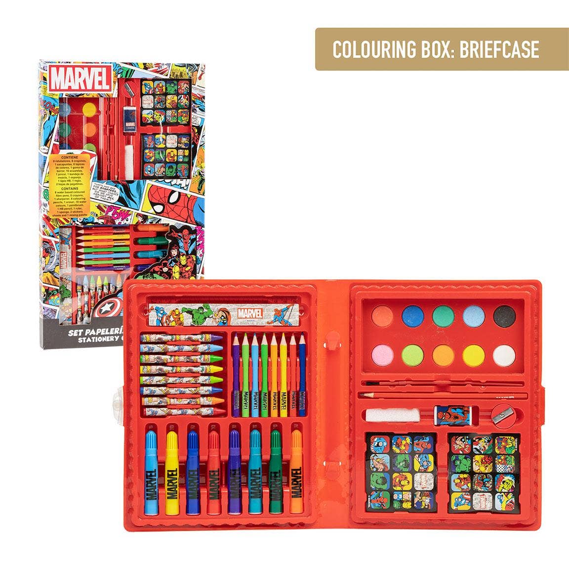 COLOURABLE STATIONERY SET MARVEL BOX
