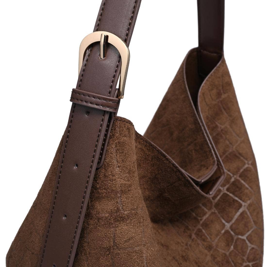 Croc suede shoulder Tote