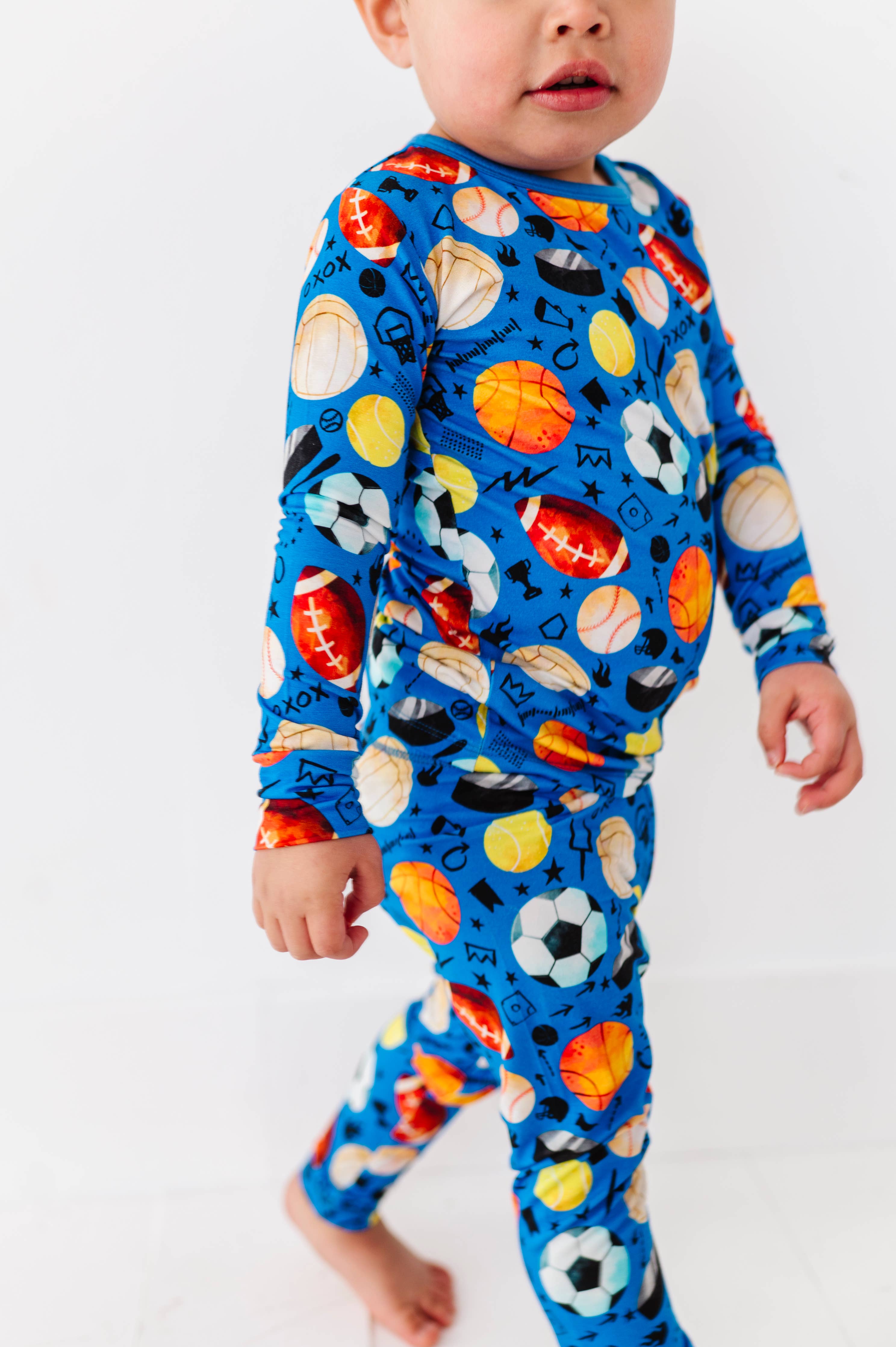 Blue Sports Long Sleeve PJ Set