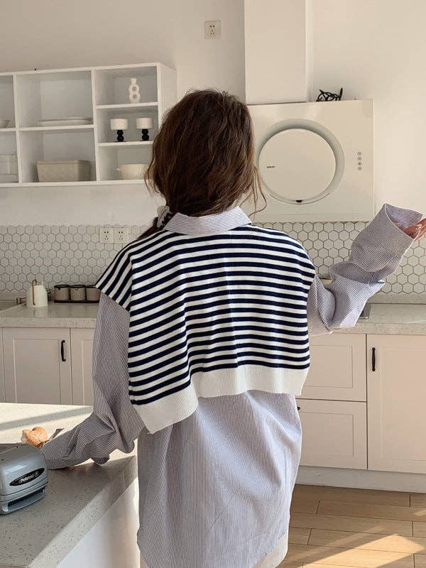 Striped Design Knotless Shawl