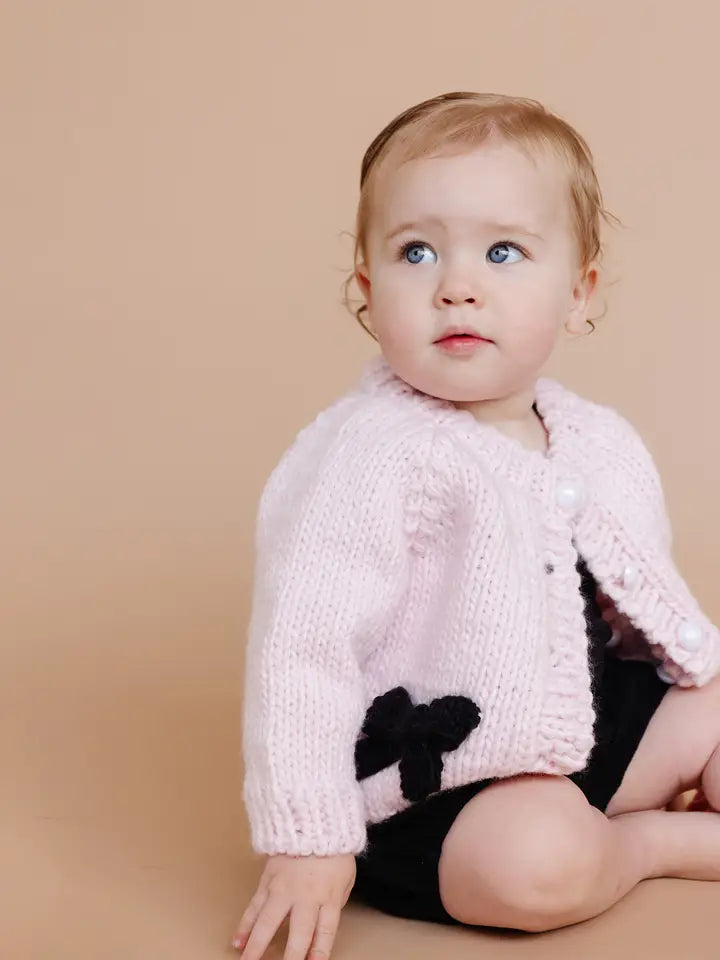 Pink and Black Baby Bow Cardigan