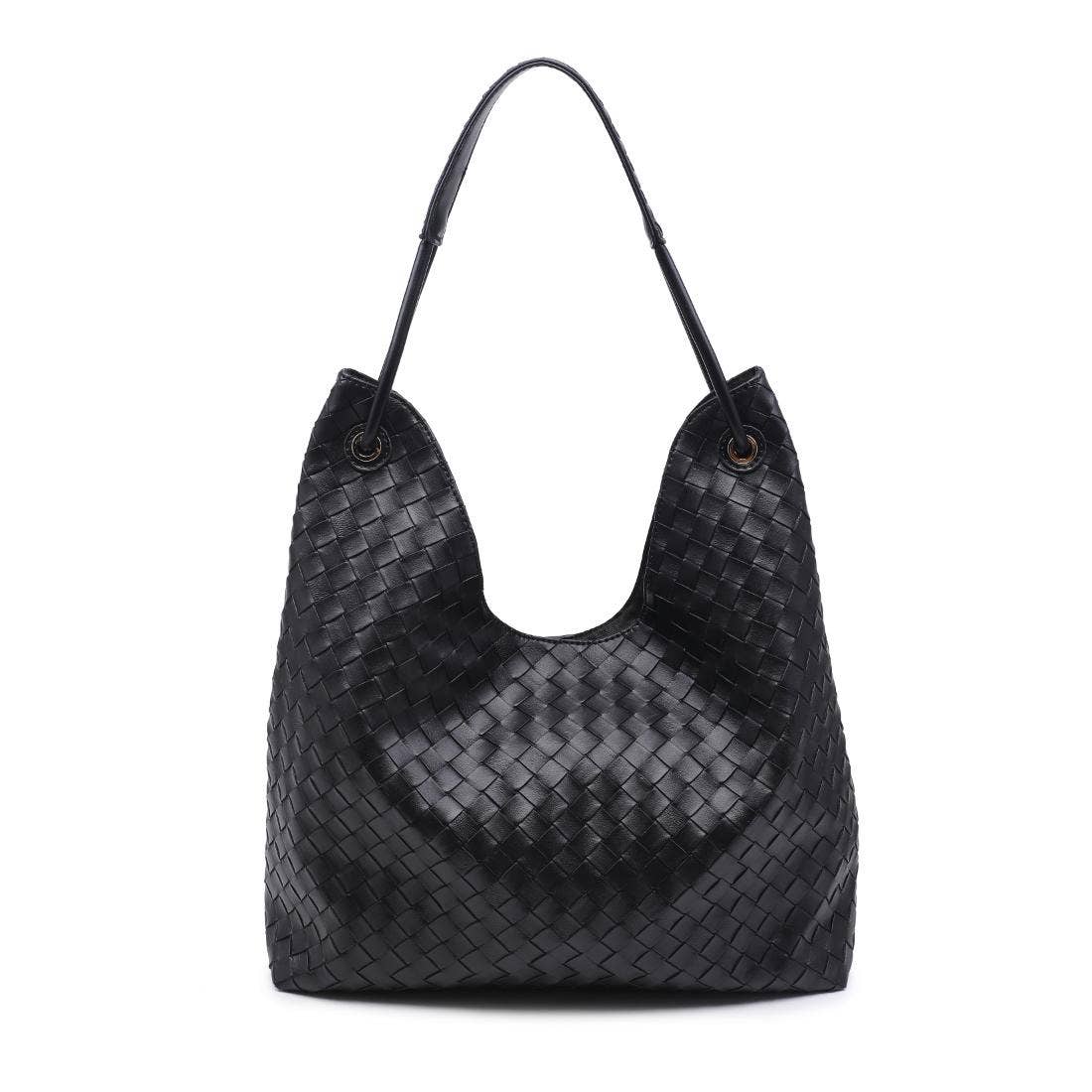 Woven U-shaped Hobo - black