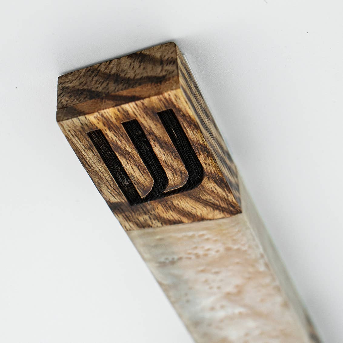 Wood and white Resin Mezuzah